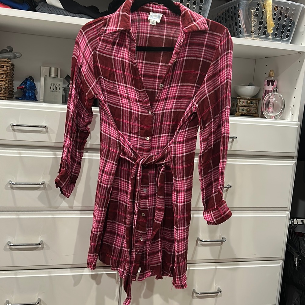 Pink Flannel Mini Dress